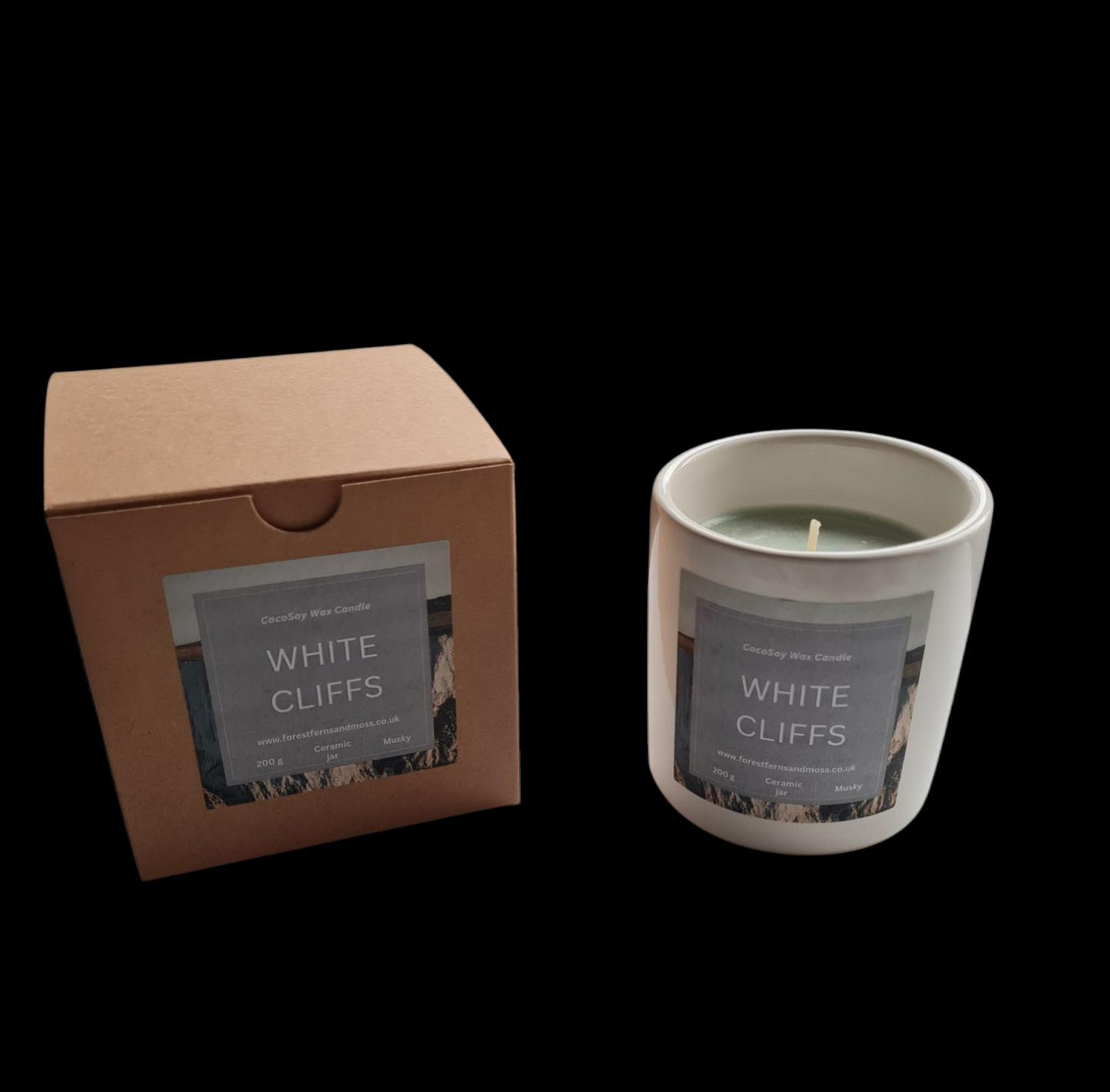 WHITE CERAMIC CANDLE - WHITE CLIFFS