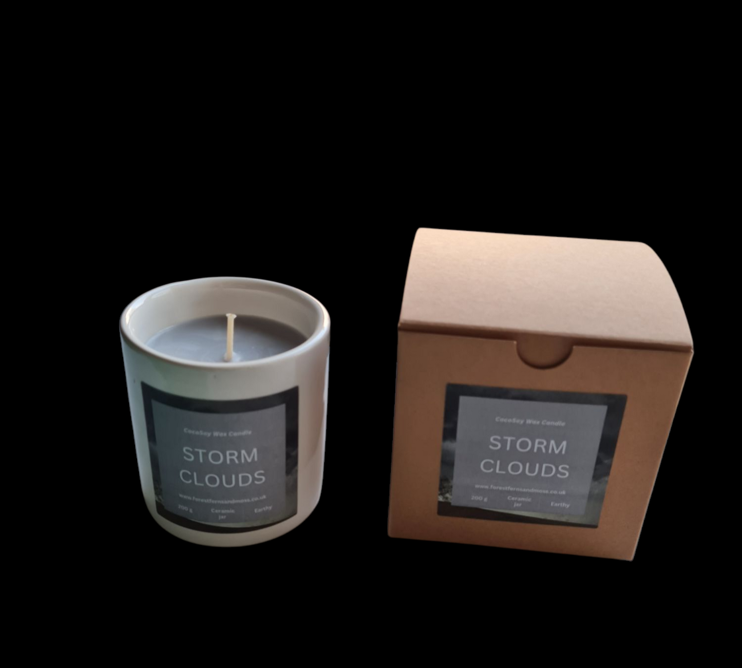 WHITE CERAMIC CANDLE - STORM CLOUDS