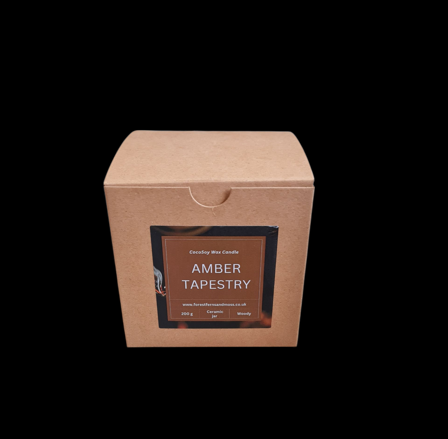 WHITE CERAMIC CANDLE - AMBER TAPESTRY