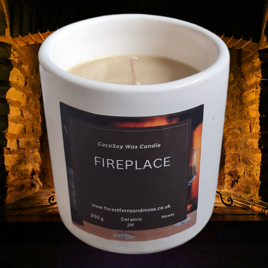 WHITE CERAMIC CANDLE - FIREPLACE