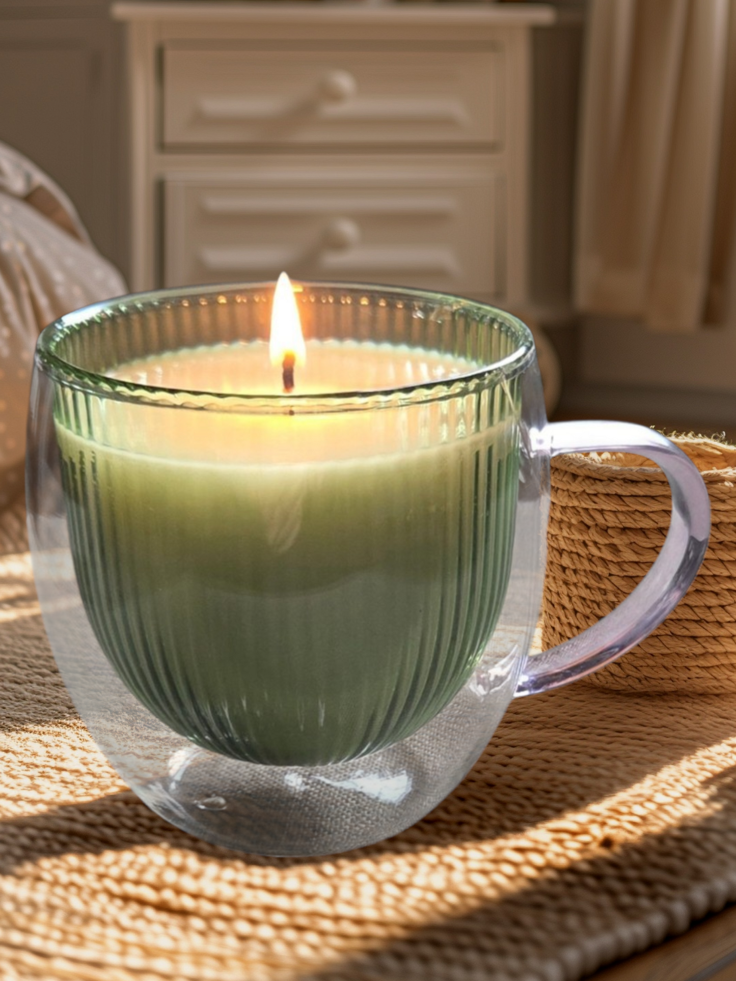 GLASS TEACUP CANDLE - GREEN TEA & LEMON