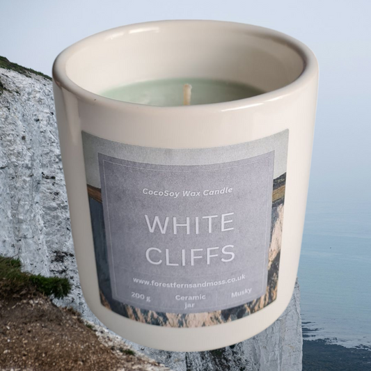 WHITE CERAMIC CANDLE - WHITE CLIFFS