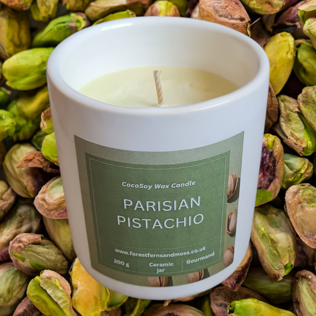 WHITE CERAMIC CANDLE - PARISIAN PISTACHIO