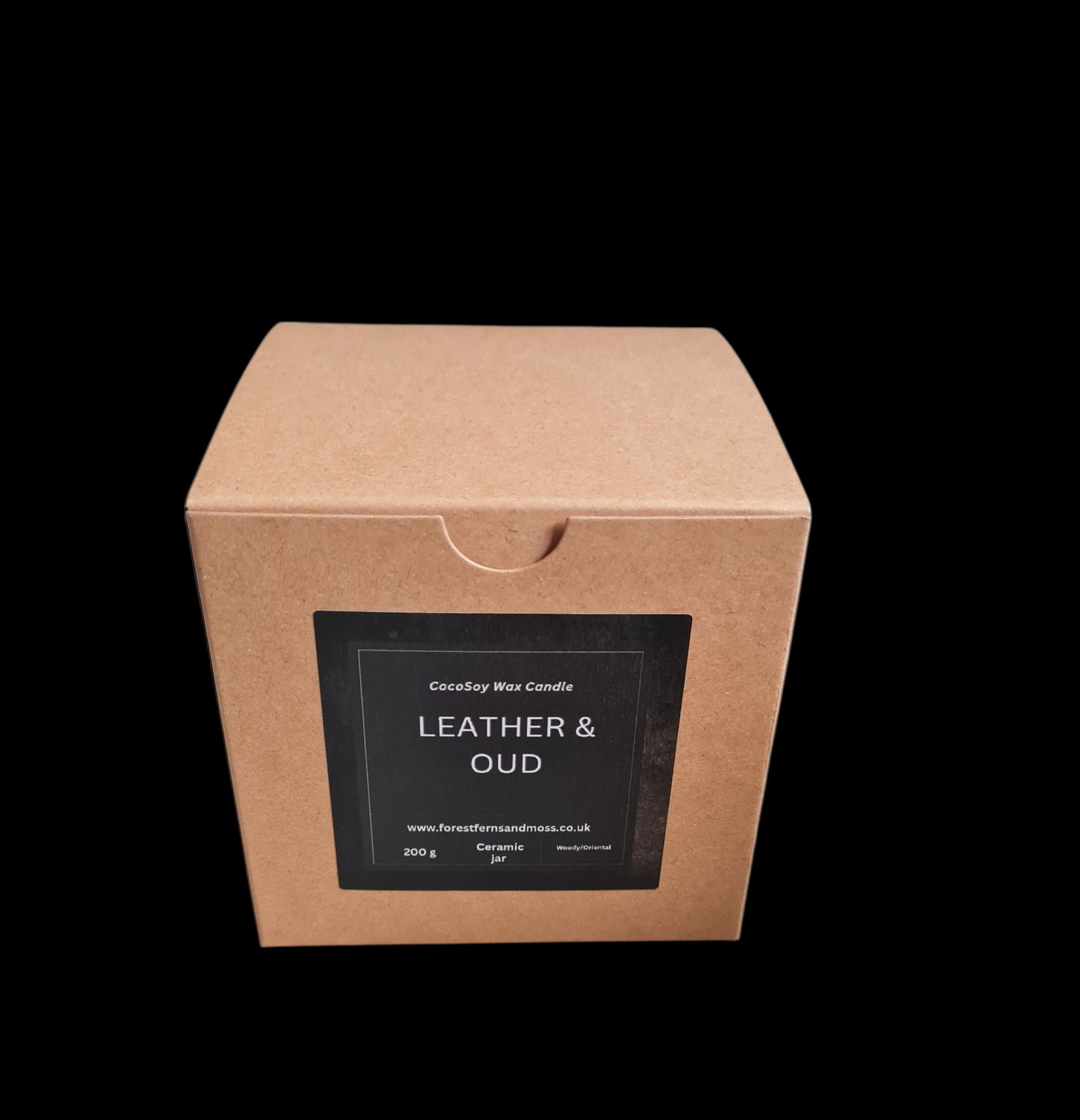 WHITE CERAMIC CANDLE - LEATHER & OUDH