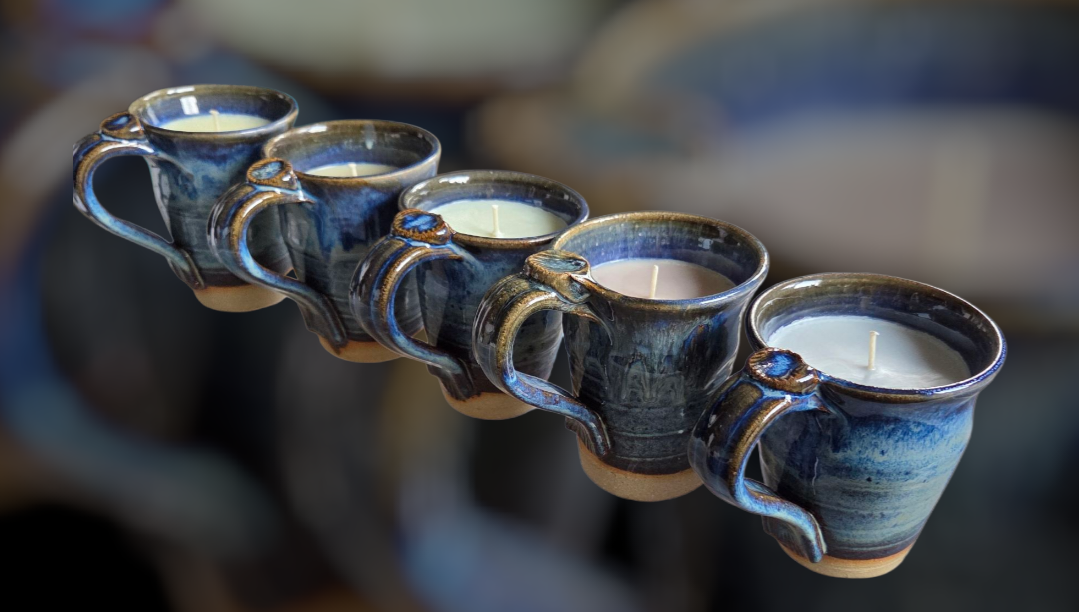 CERAMIC MUG CANDLE - BLUE GLAZE