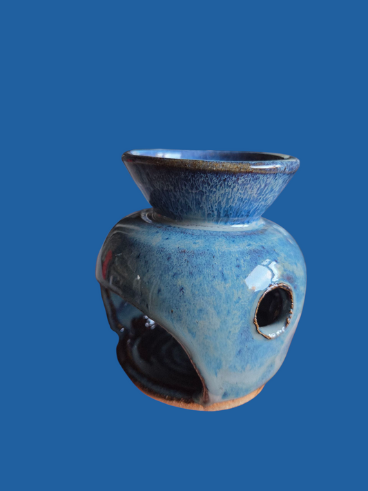 CERAMIC WAX MELT BURNER - BLUE GLAZE