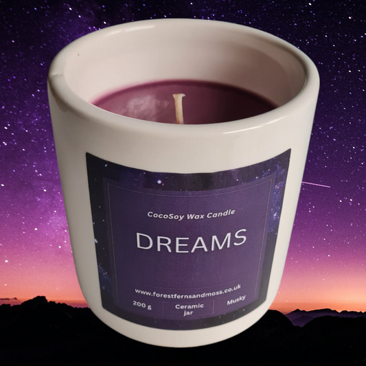 WHITE CERAMIC CANDLE - DREAMS
